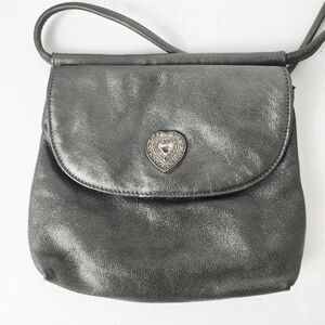 Fossil Vintage Heart Leather Crossbody Bag Steel Gray 8x7.5